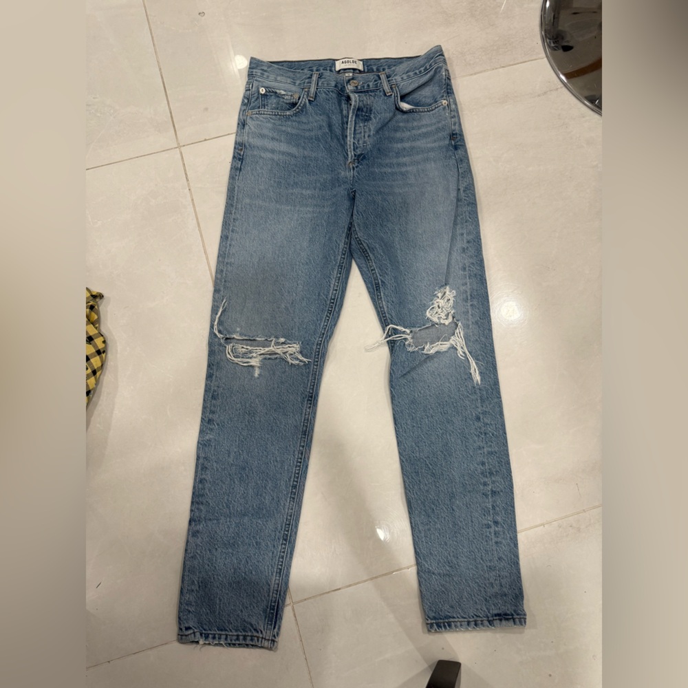 Agolde Distressed Skinny Blue Jeans